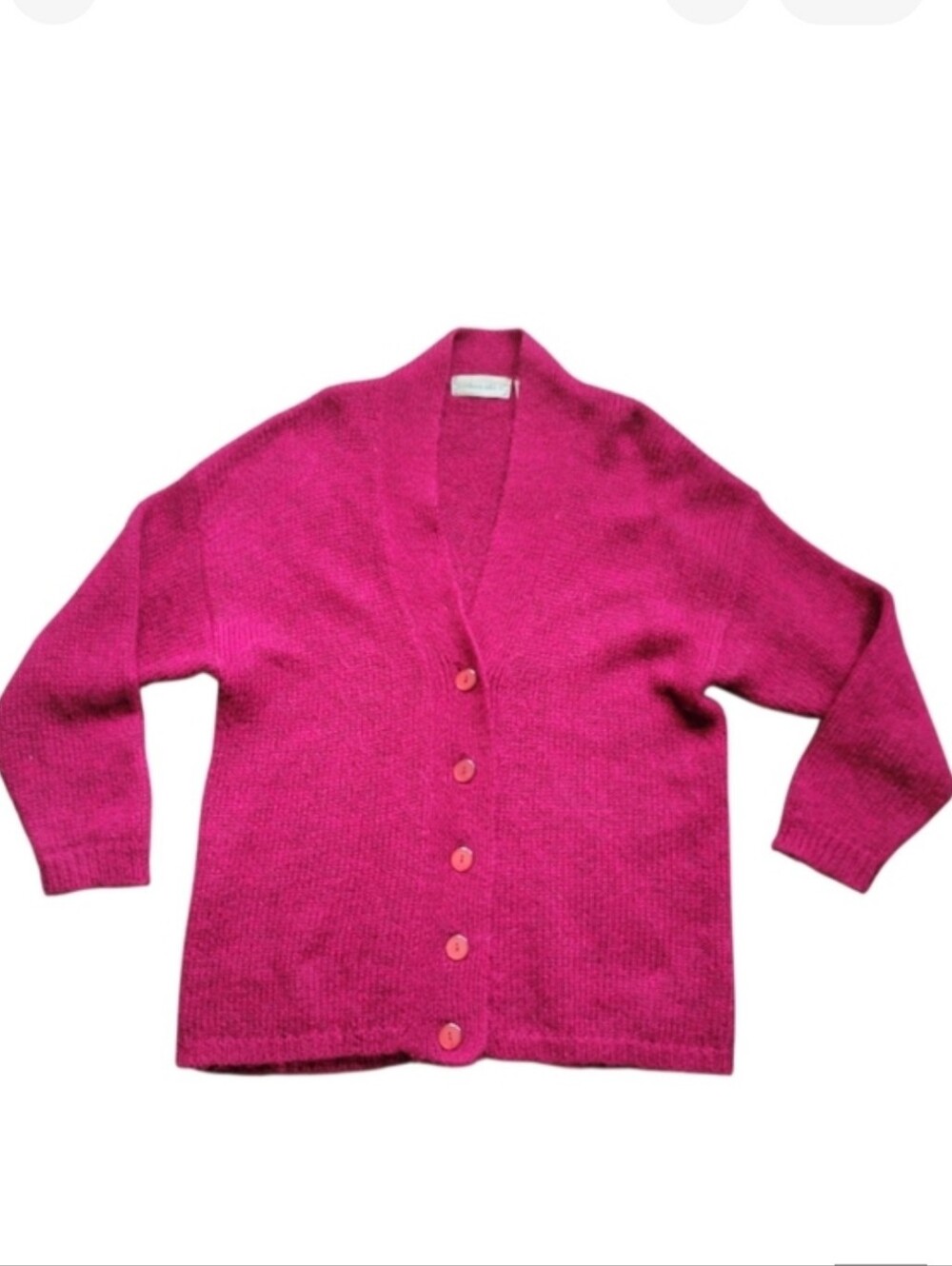 Northern Isles II Dark Pink Button Front Cardigan Sweater Acrylic Mohair 3X